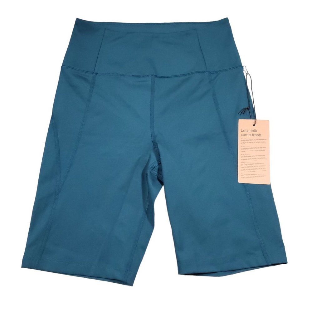 Girlfriend Collective High Rise Bike Shorts Medium M Atlas Green Athletic Active